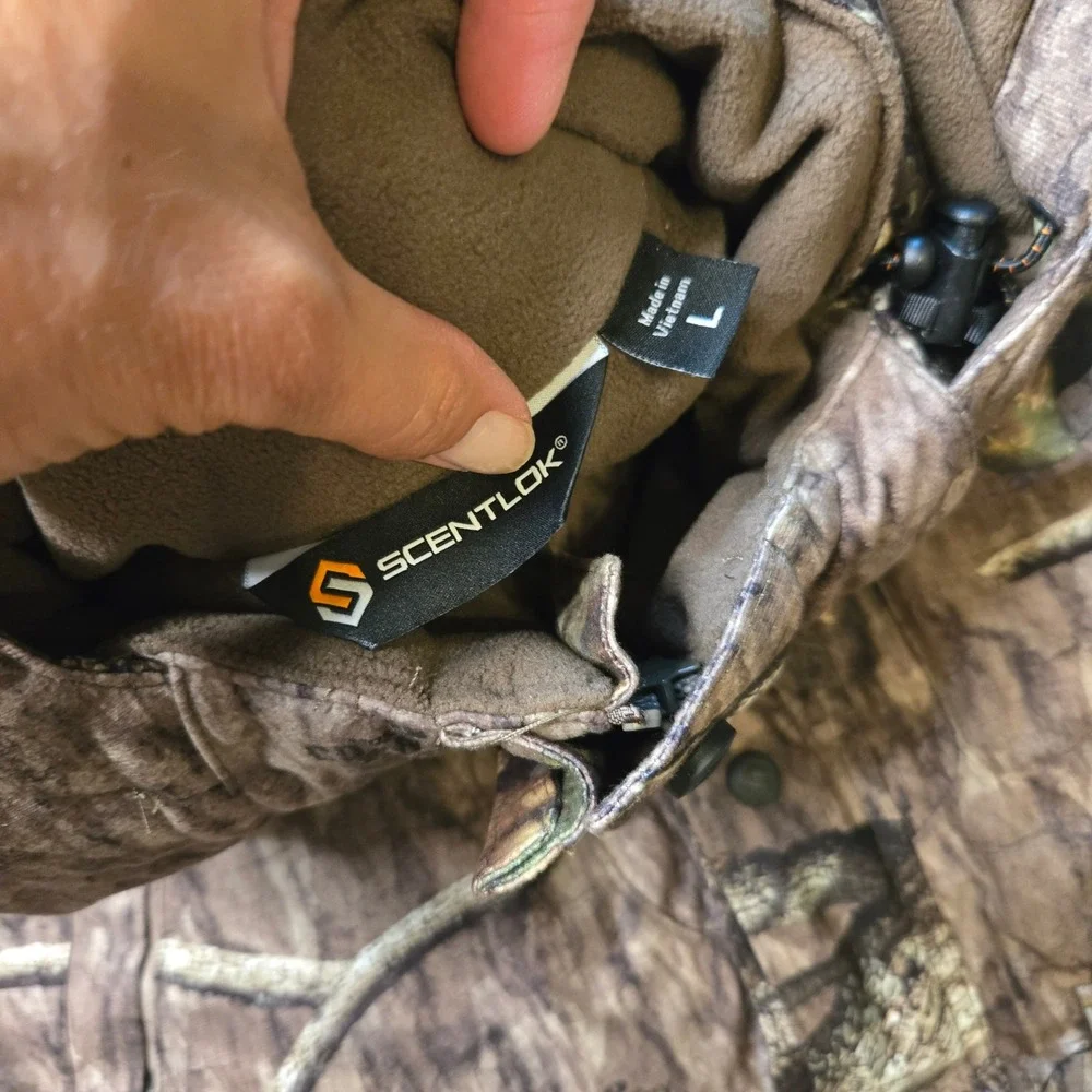 NWOT ScentLok Alpha Elite Mossy Oak Camo Hunting Jacket Lg Carbon Alloy Fleece